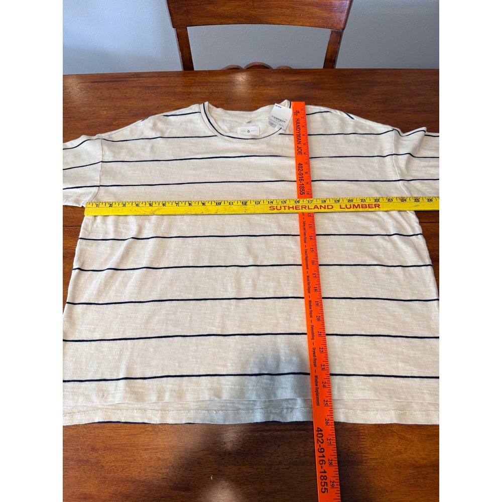 NWT Lou & Grey Striped Long Sleeve Knit Top Barely Beige Small Cotton Blend - Picture 4 of 13